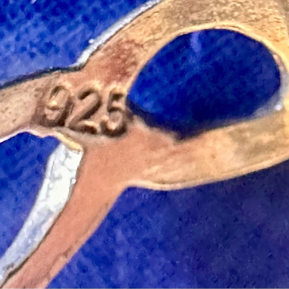 Sterling Silver Marked 925 Adjustable Toe Ring with Blue Stones